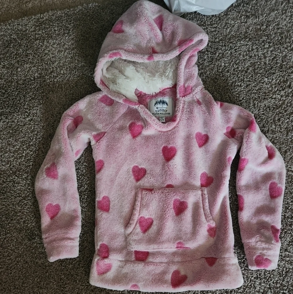 Girls Plush Pullover Hoodie, Size 5/6